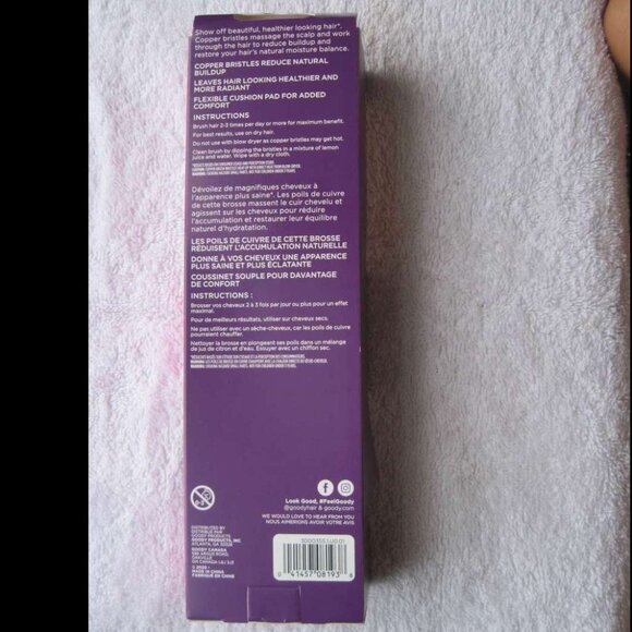 Goody Oval Cushion Copper Stiff Metal Pin Wire Bristles Shine On Fine Hair Brush - Picture 5 of 13